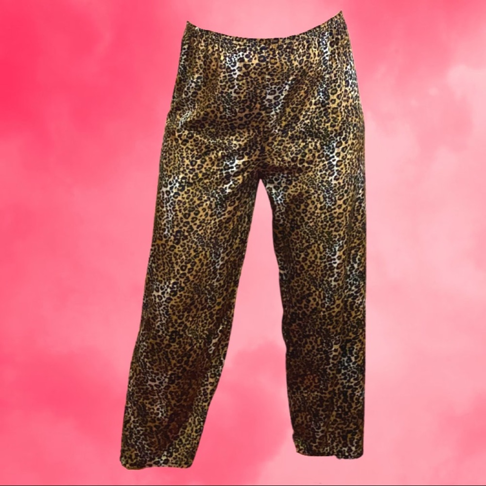 Velour Elastic-Waist Cheetah Pantz